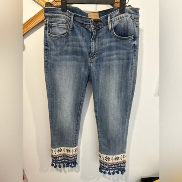 LIKE NEW- DRIFTWOOD COLETTE TASSEL HEM BOHO JEANS - Picture 1 of 9